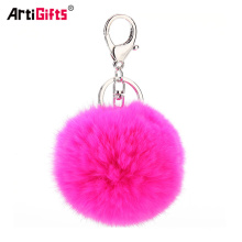Customized design tassel charm rabbit fur pompom keychain for handbag